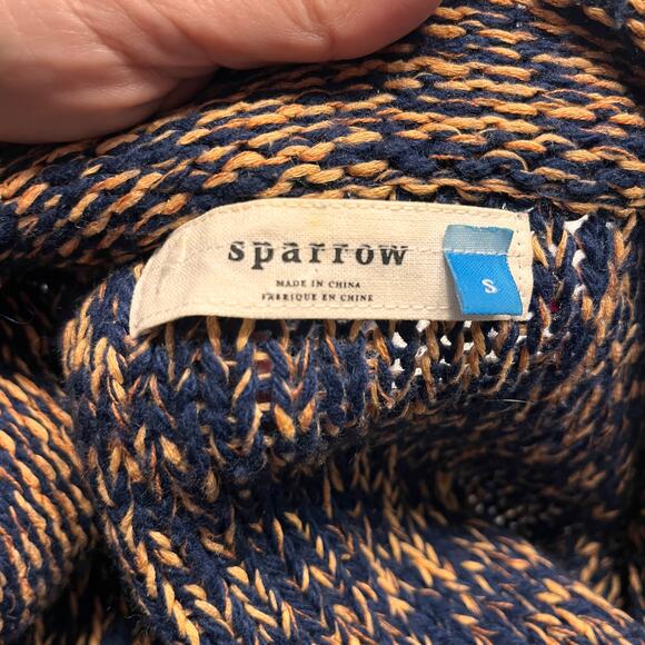 Anthropologie Sparrow Marled Peat Open Front Fringe Cardigan Sweater Size S - Picture 5 of 9